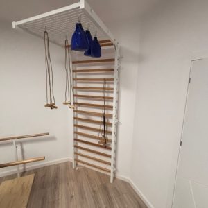 Sprossenwand-Set Metall / Holz, 2-tlg. inkl. Schlingengitter,artikelnr 229