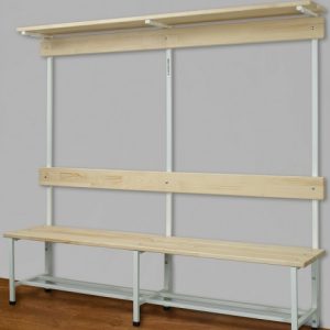 Umkleidebank einseitig mit Lehne, 2 m lang, Artikenr. 207-Taschen